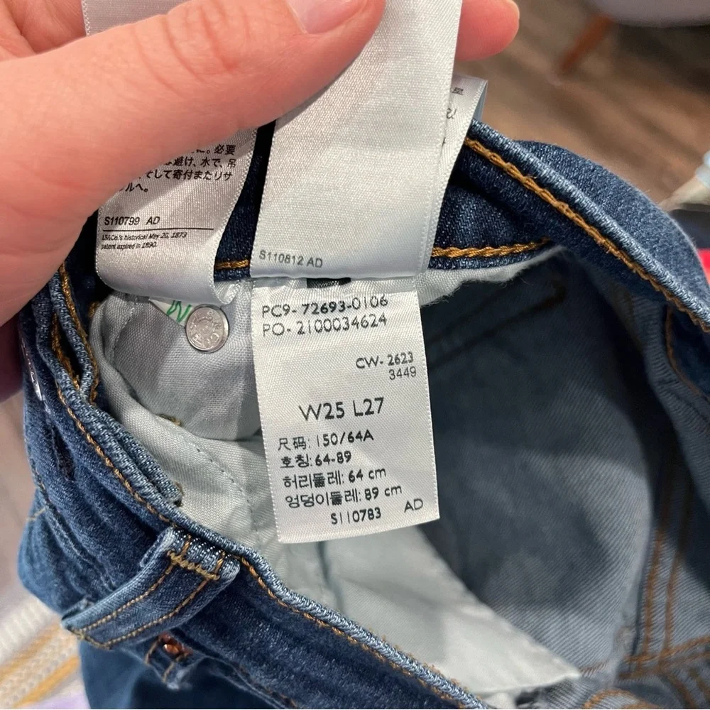 Levi's Jeans Women's 25 Ribcage Straight Ankle Dark Wash Button Fly - Picture 8 of 10